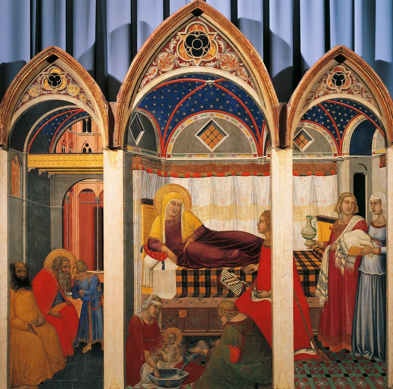 Neitsyen syntymän triptyykki tekijältä Pietro Lorenzetti