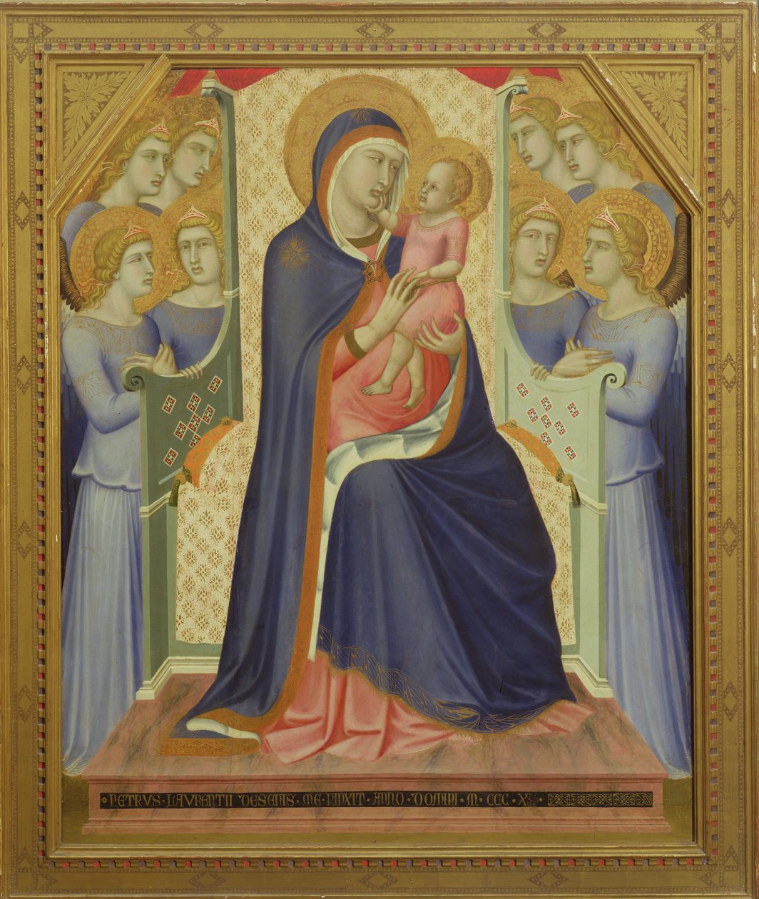 Neitsyt ja lapsi enkelien kanssa, 1340 (tempera paneelille). tekijältä Pietro Lorenzetti
