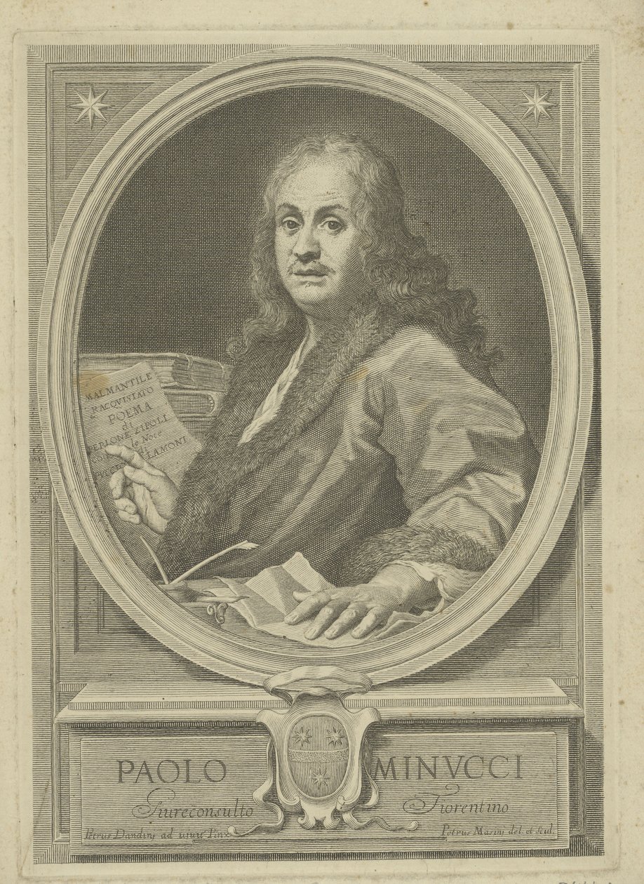 Runoilija Paolo Minuccin muotokuva 1606-1695, 1720-luku. tekijältä Pietro Masini