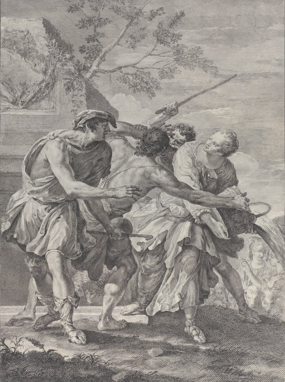 Mooses puolusti Jetron tyttäriä, 1732-50. tekijältä Pietro Monaco