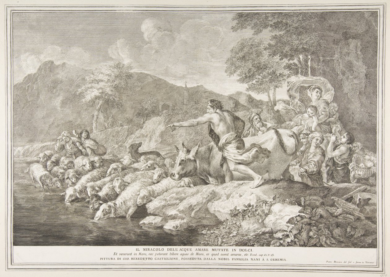 Karvaan veden ihme teki makean Il Miracolo delle Acque Bare Mutaten Dol ..., 1743-63. tekijältä Pietro Monaco