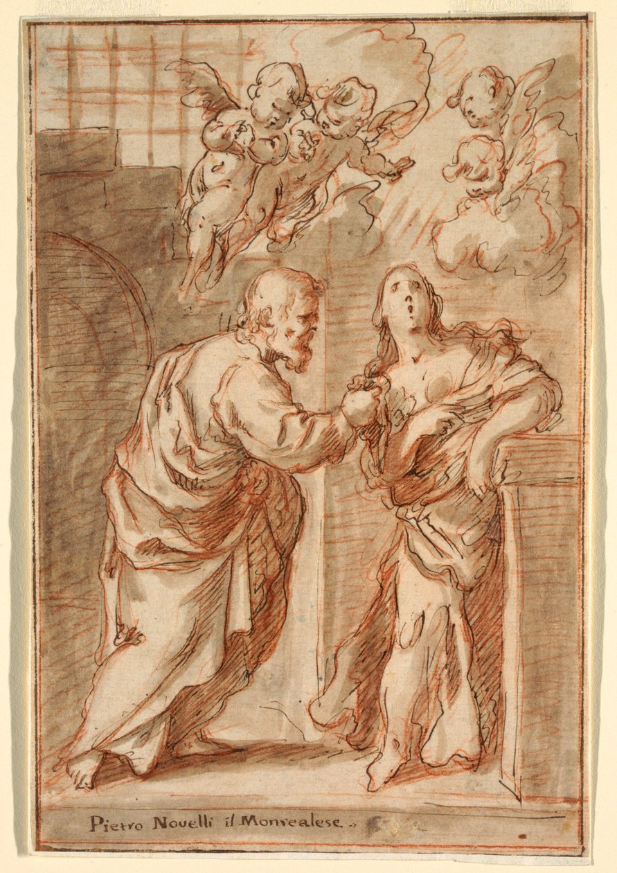 Piirros, Pyhä Pietari ja Pyhä Agatha, 1603-47. tekijältä Pietro Novelli