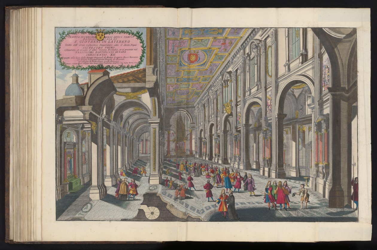 Gezicht in het interieur van de Sint-Jan van Lateranen te Rome Näkymä Lateraanibasilikan pyhältä alueelta (...) (otsikko esineessä) tekijältä Pietro Paolo Girelli