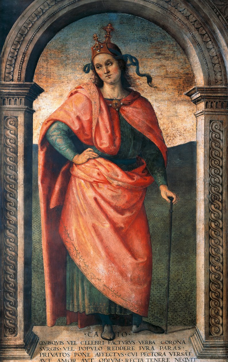 Pietro Peruginon Cato (n. 1450-1523), fresko, Collegio del Cambio, Perugia tekijältä Pietro Perugino