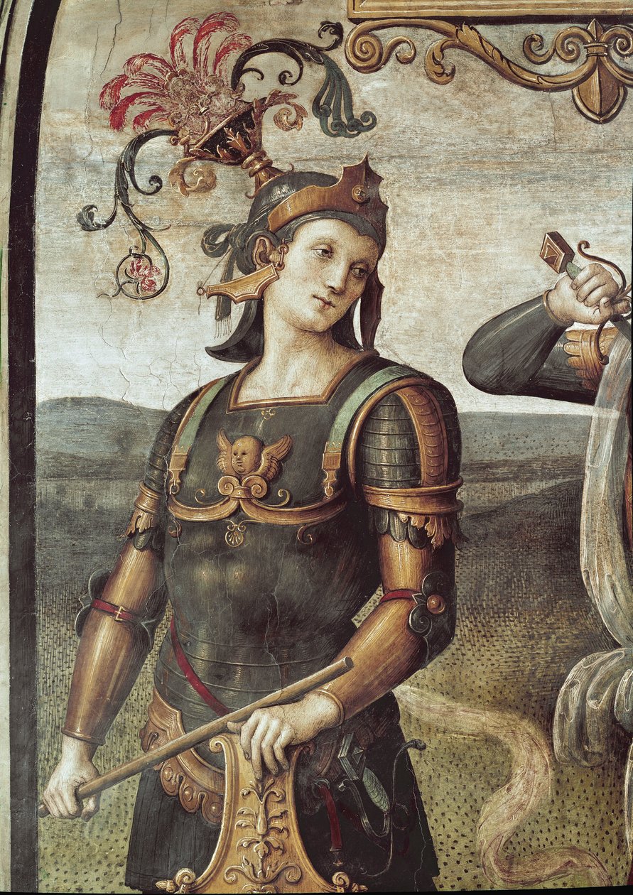 Lucius Quinctius, yksityiskohta voimasta ja raittiudesta (Fresko tekijältä Pietro Perugino