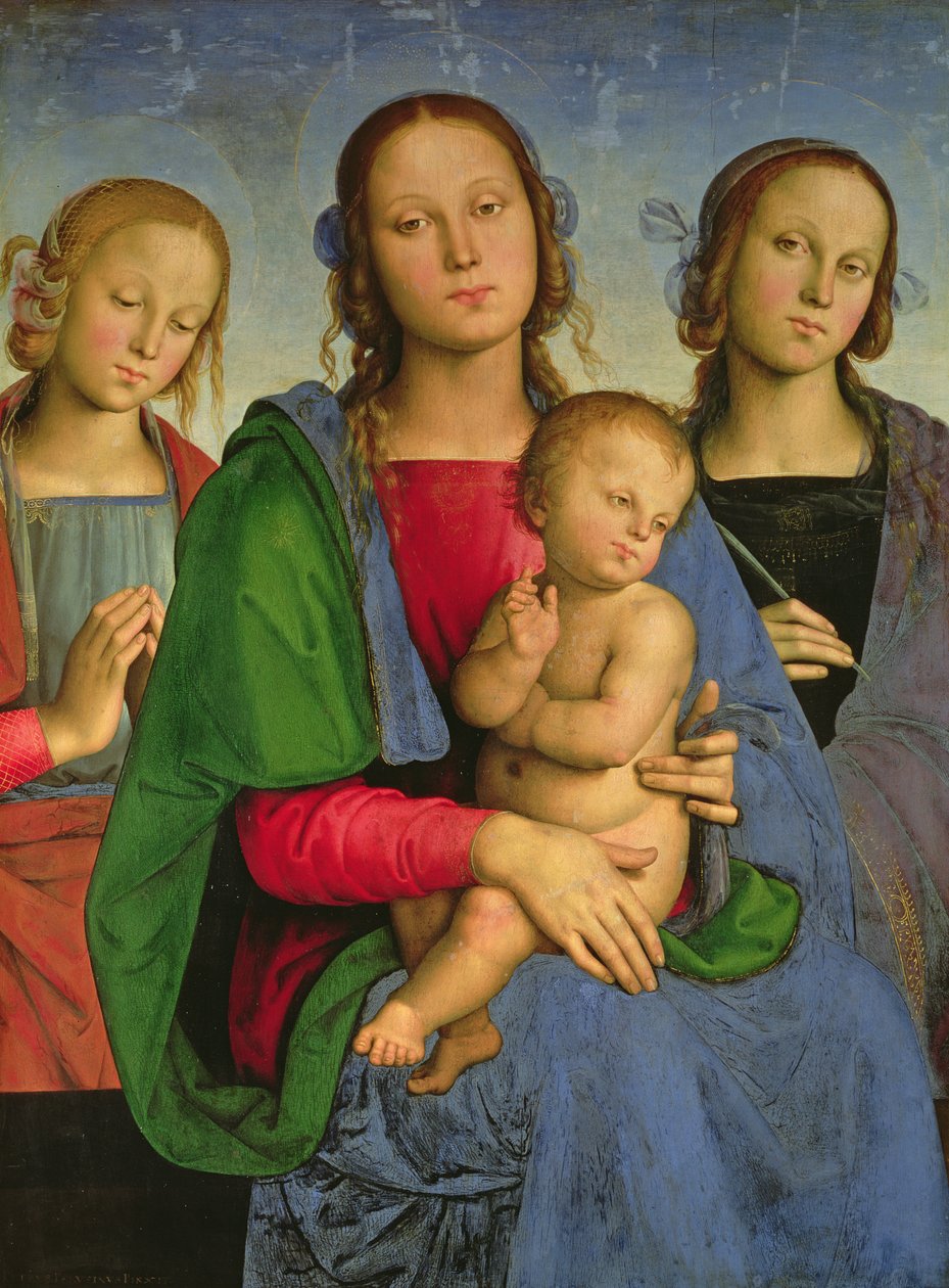 Madonna ja lapsi sekä Pyhä Katariina ja Pyhä Rosa, 1493 (öljy kankaalle ja paneelille) tekijältä Pietro Perugino