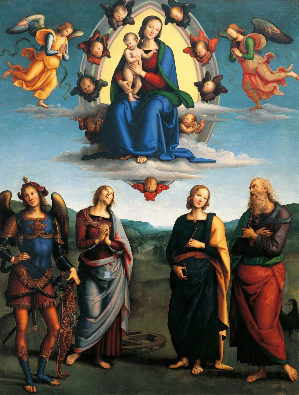 Madonna in Glory, n. 1500-1501, Pietro Perugino (n. 1450-1523), öljy puulle, 330x265 cm. tekijältä Pietro Perugino