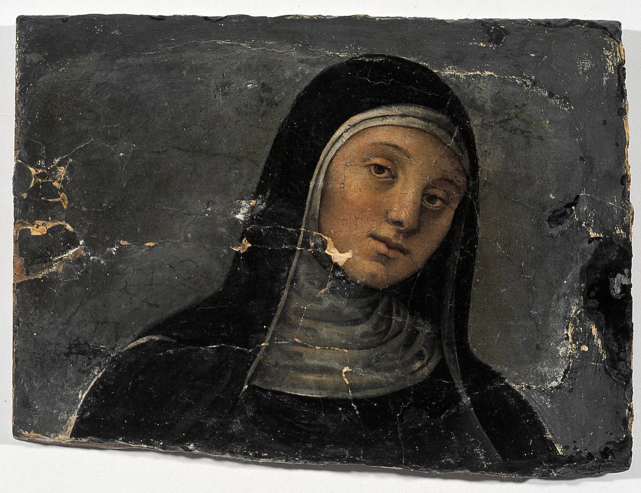 St Scholastica (öljy puulle (fragmentti) tekijältä Pietro Perugino