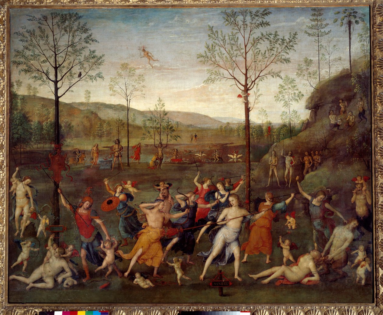 Pietro Vannucci dit Il Peruginon (Perugin) rakkauden taistelu ja siveellinen maalaus (1450-1523) tekijältä Pietro Perugino