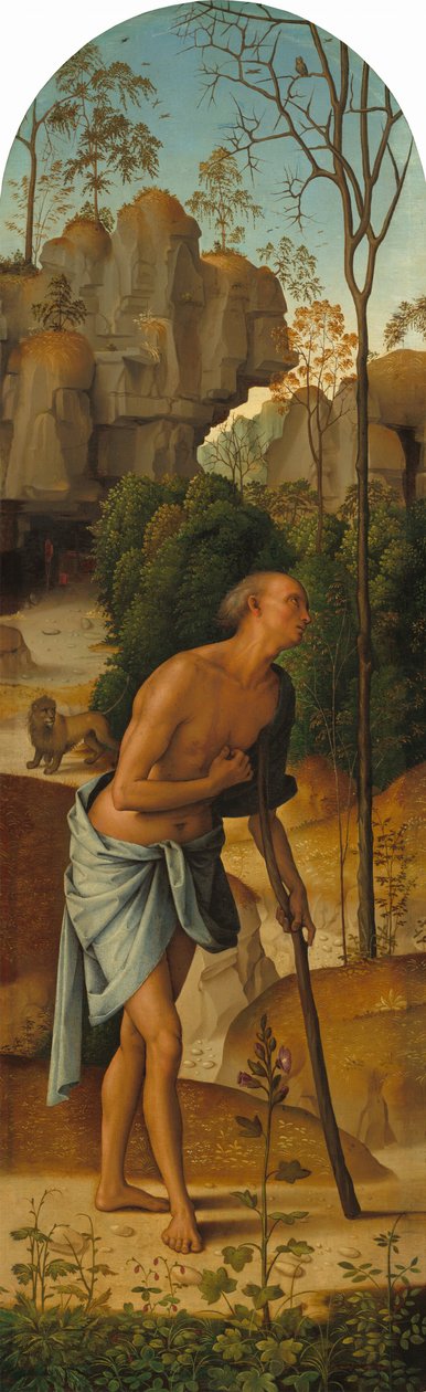 Ristiinnaulitseminen Neitsyen, Pyhän Johanneksen, Pyhän Hieromuksen ja Pyhän Maria Magdaleenan kanssa [vasen paneeli] tekijältä Pietro Perugino