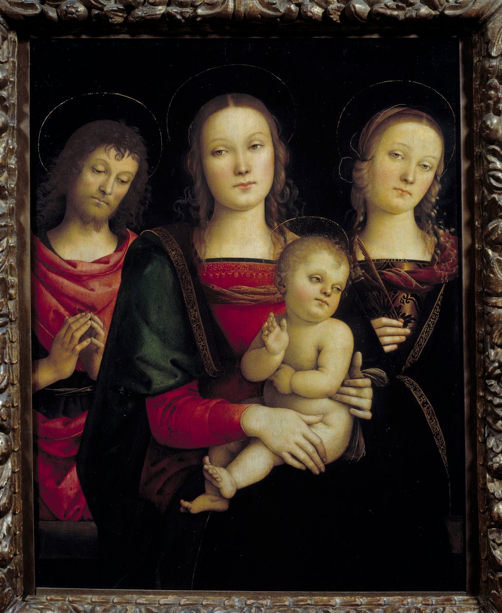 Neitsyt ja lapsi Pyhän Johannes Kastajan ja Pyhän Katariinan ympäröimänä Pietro Vannucci dit il Peruginon maalaus (Le Perugin tekijältä Pietro Perugino