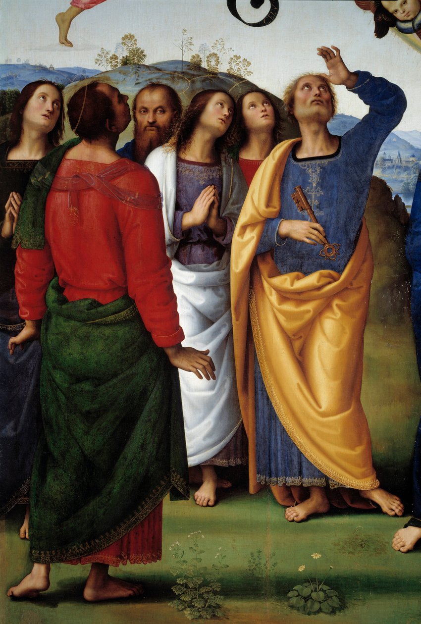 Kristuksen taivaaseenastuminen Yksityiskohta, joka edustaa apotereita. Pietro Vannucci dit il Peruginon maalaus (Le Perugin tekijältä Pietro Perugino