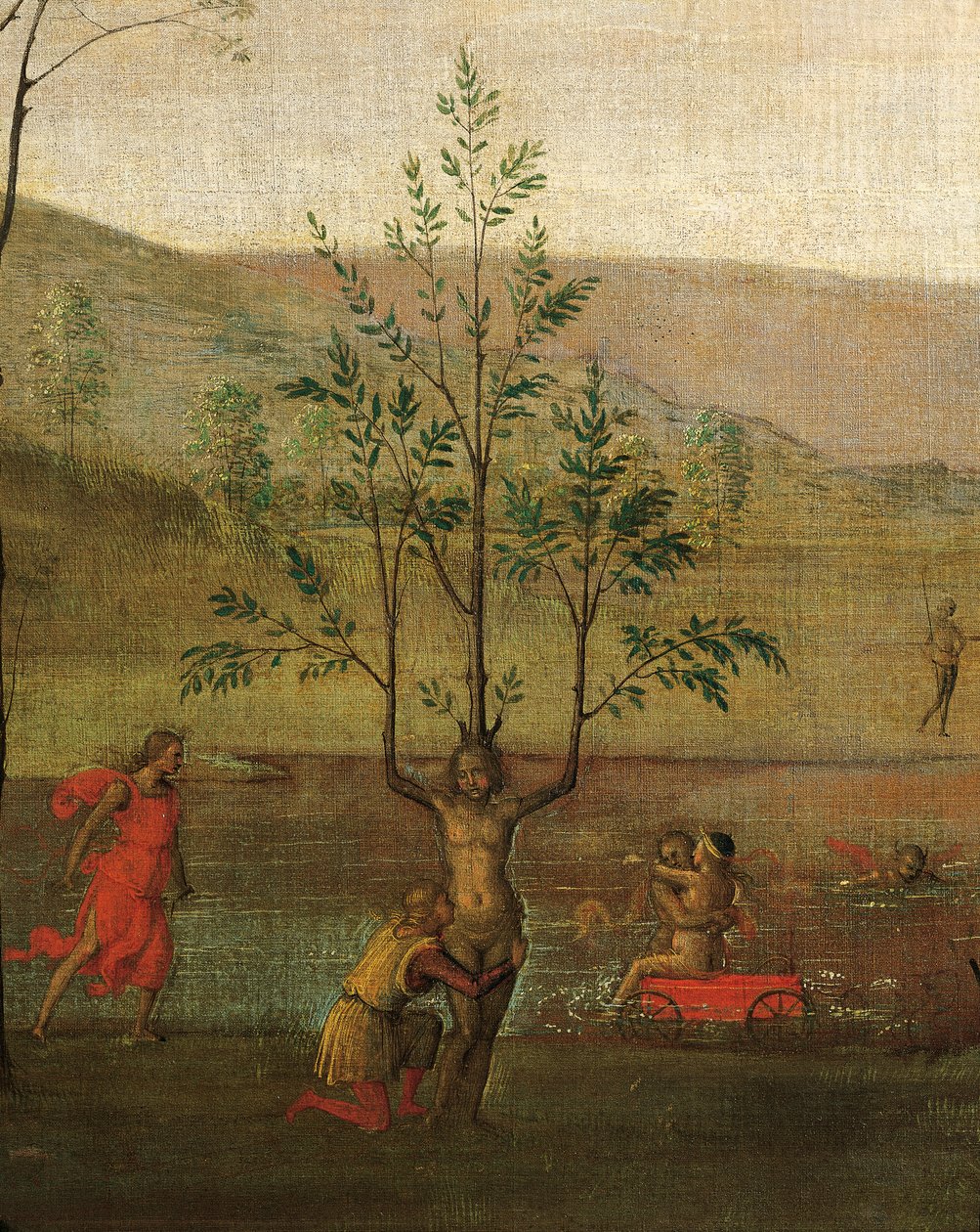 Puunainen, yksityiskohta Rakkauden ja siveyden taistelusta tekijältä Pietro Perugino