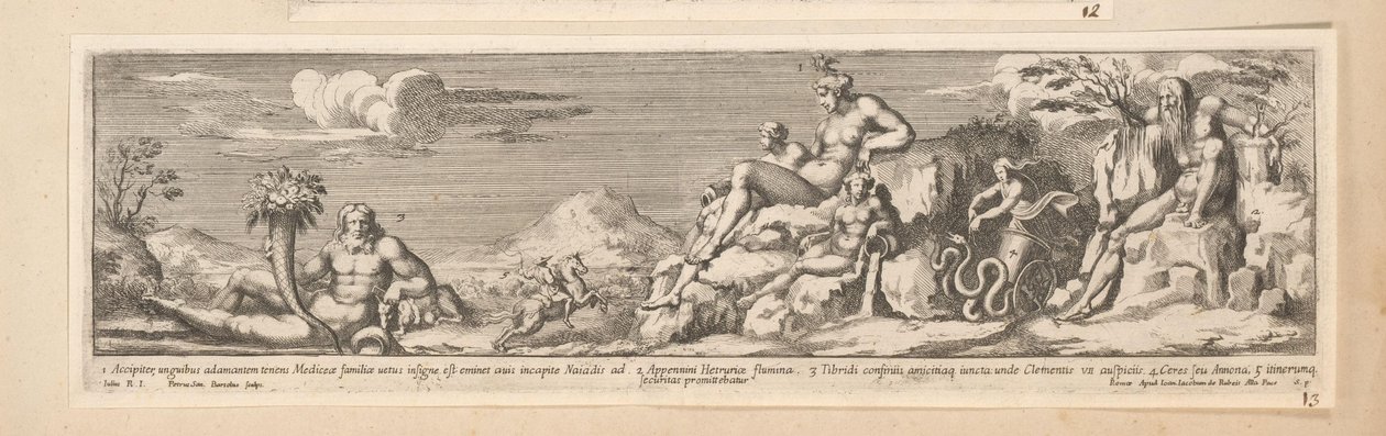 Allegoria Rooman ja Firenzen välisestä reitistä Keisari Konstantinuksen historia (sarjan nimi) tekijältä Pietro Sante Bartoli