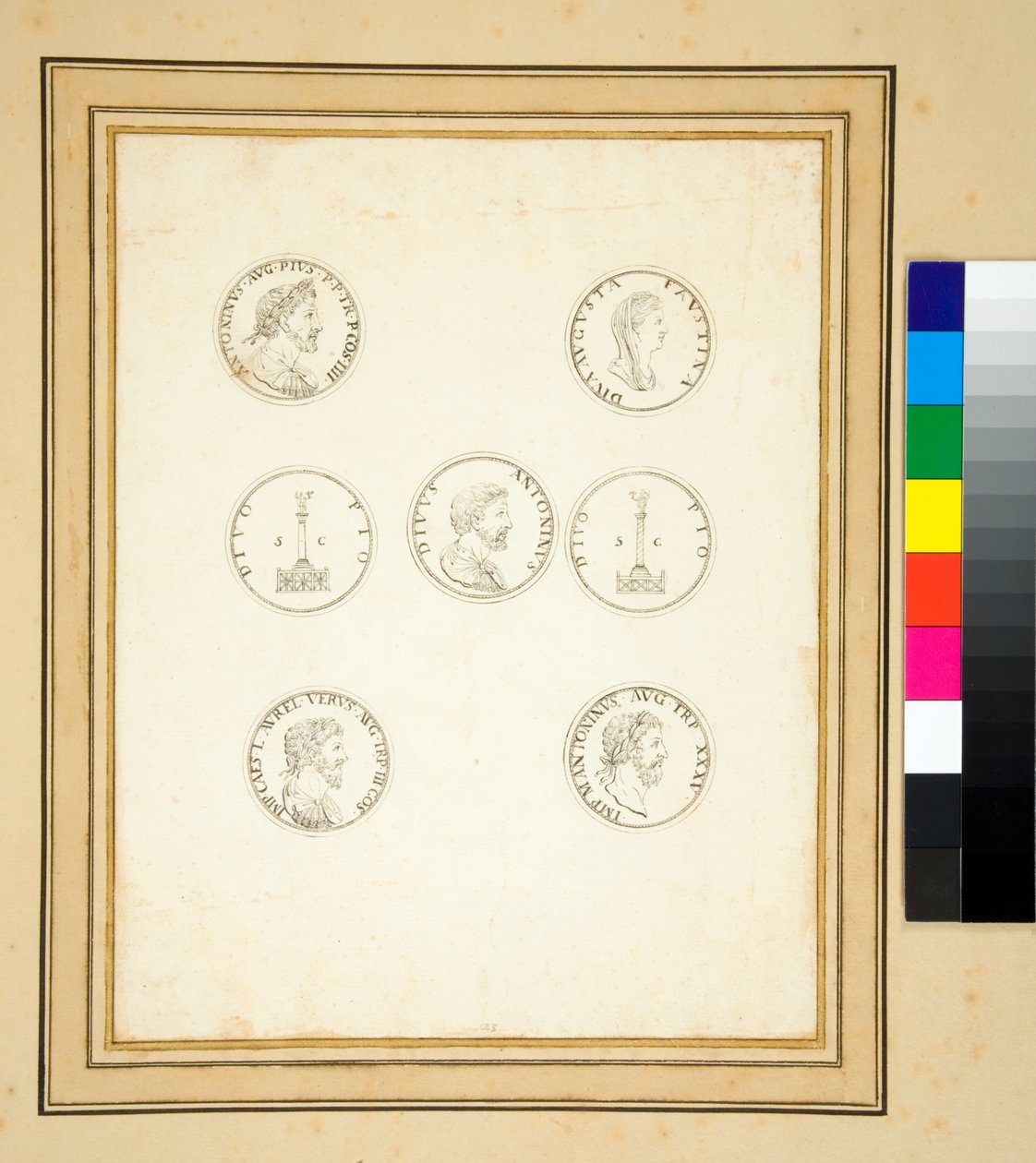Kolikot, joissa on Antoninus Piuksen pylväs (muste) tekijältä Pietro Santi Bartoli