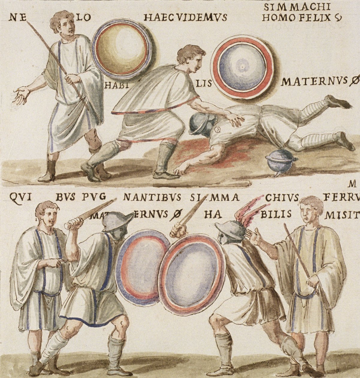 Ms Gen 1496 Plate CXVI Gladiaattorit tekijältä Pietro Santi Bartoli