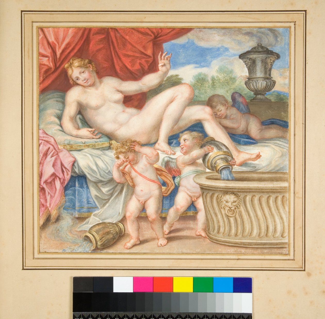 Makaava Danae Cupidien kanssa esillä tekijältä Pietro Santi Bartoli