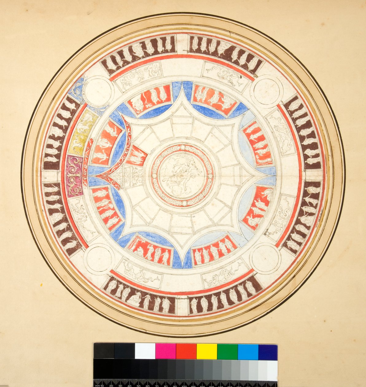 Volta di Giove Domus Aureassa (musta liitu, joissakin kynällä ja ruskealla musteella. värjätty vesiväreillä) tekijältä Pietro Santi Bartoli