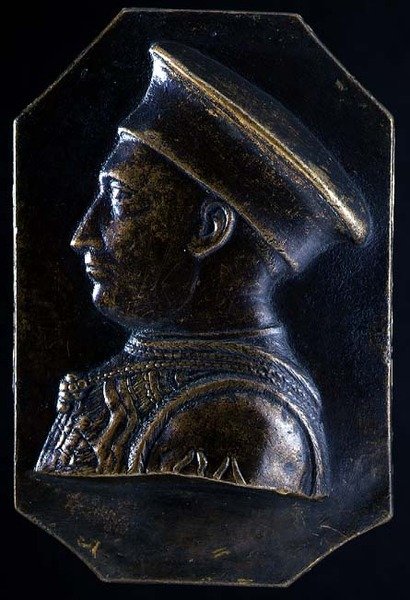 Ludovico Gonzagan (1441-1478) plakki (recto) (pronssi) (vero katso 122329) tekijältä Pietro Tafano
