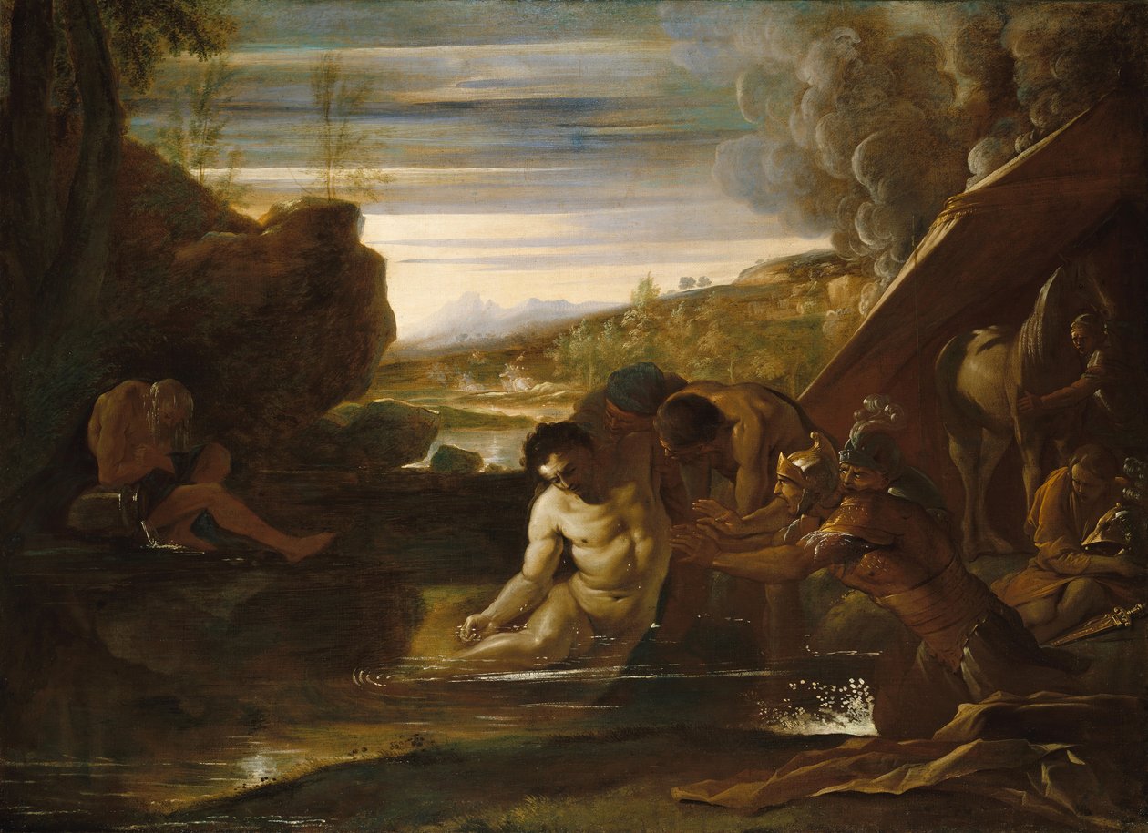 Aleksanteri Suuri pelastettiin Cydnus-joesta, n. 1650. tekijältä Pietro Testa