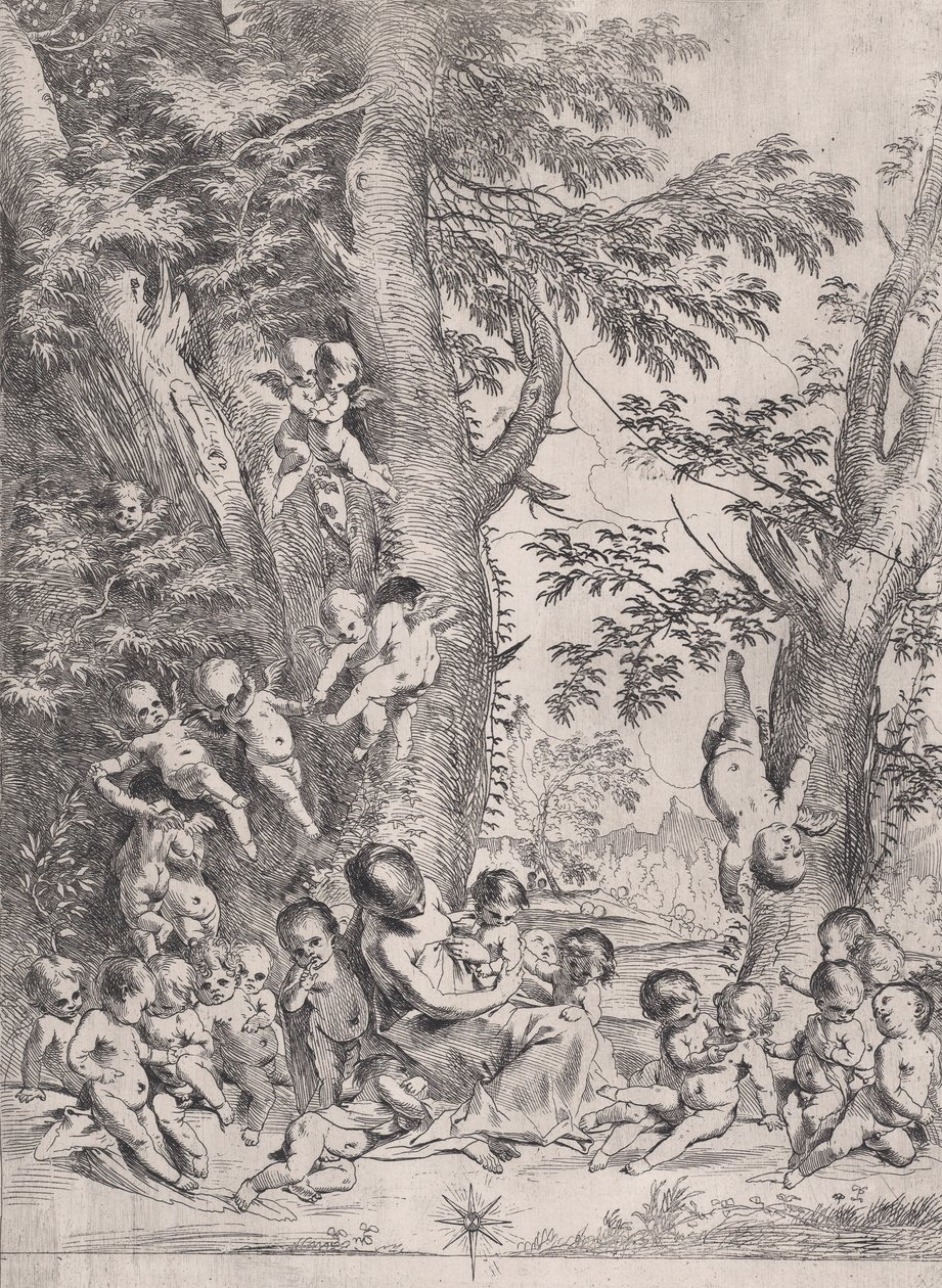 The Garden of Charity, noin 1631-37. tekijältä Pietro Testa