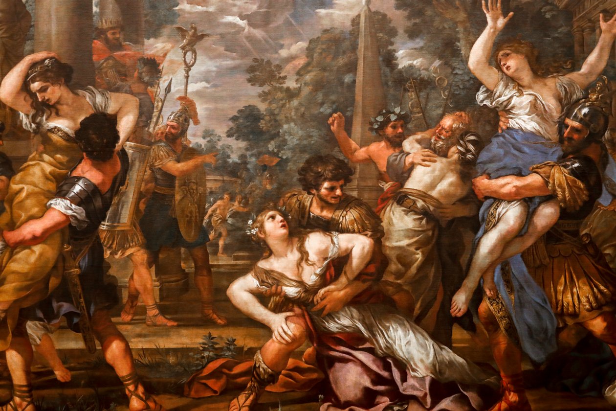 Sabiinien raiskaus 1629. (Öljy kankaalle) tekijältä Pietro da (1596 1669) Cortona