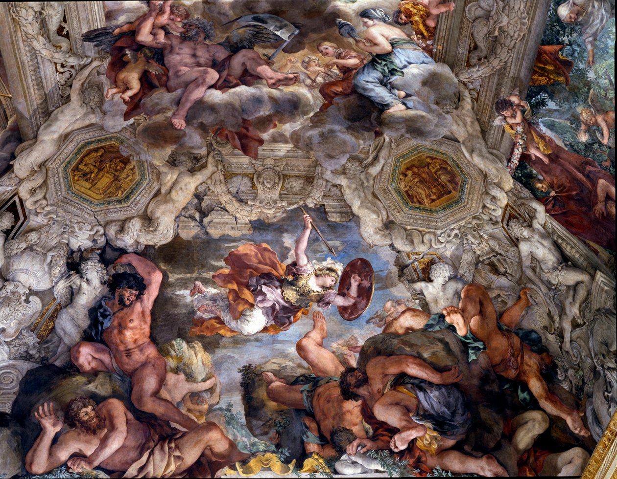 Jumalan Providence Triumph Yksityiskohta Cortonan kiven maalauksesta (Pietro Berrettini dit Pietro da Cortona tekijältä Pietro da Cortona