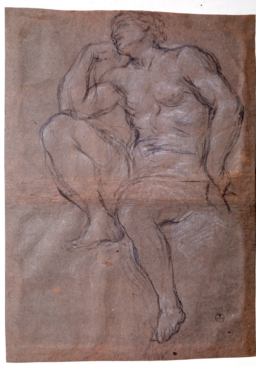 Nuori mies, opiskelu - Piirustus tekijältä Pietro da Cortona