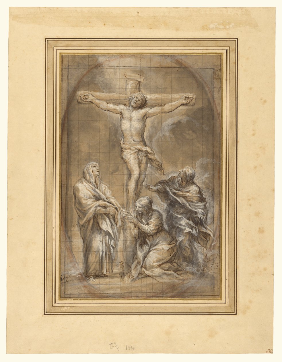 Kristus ristillä Neitsyt Marian, Maria Magdaleenan ja Johanneksen kanssa. tekijältä Pietro da Cortona
