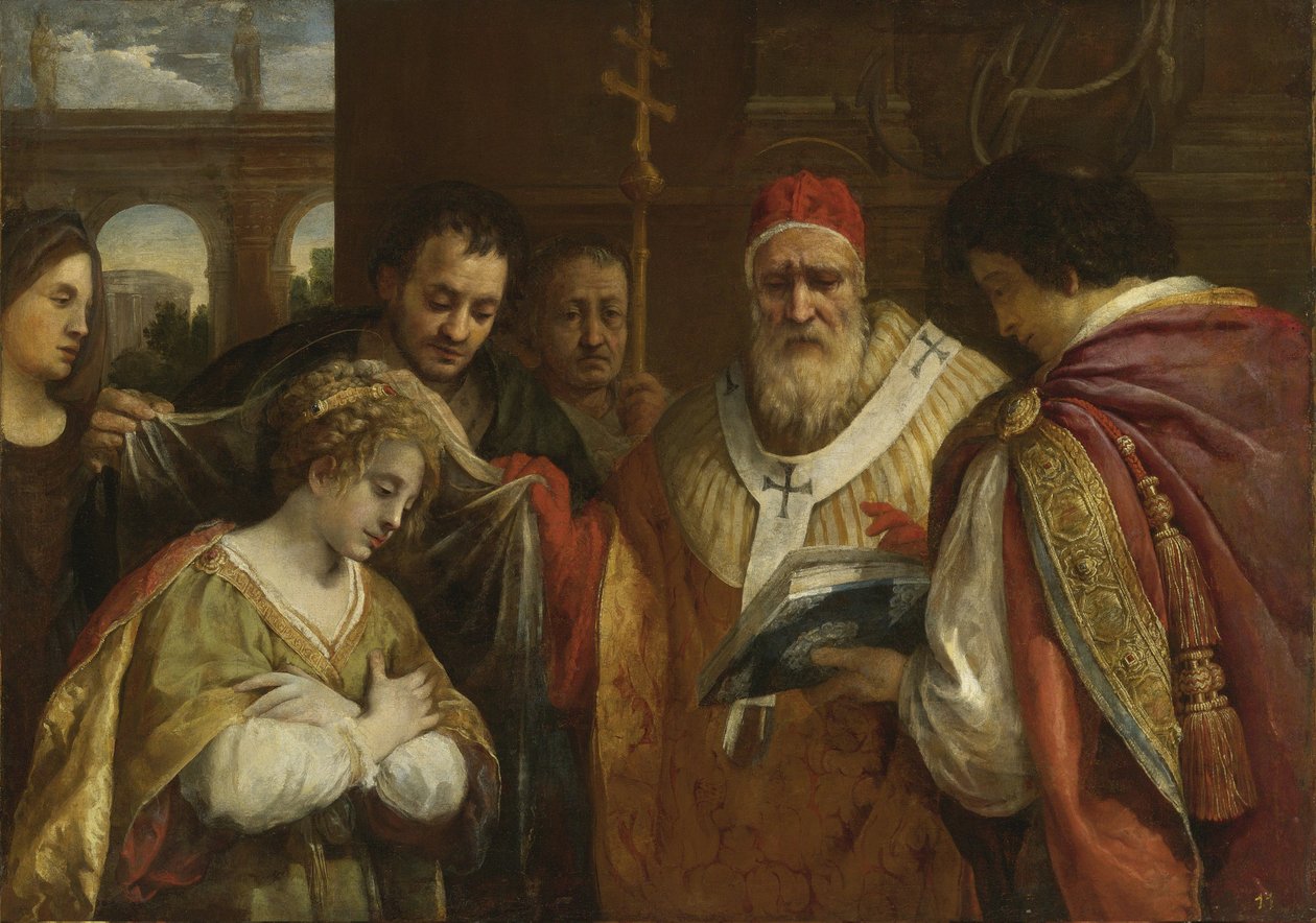 Pyhä Domitilla vastaanottaa hunnun paavi Clement I:ltä tekijältä Pietro da Cortona