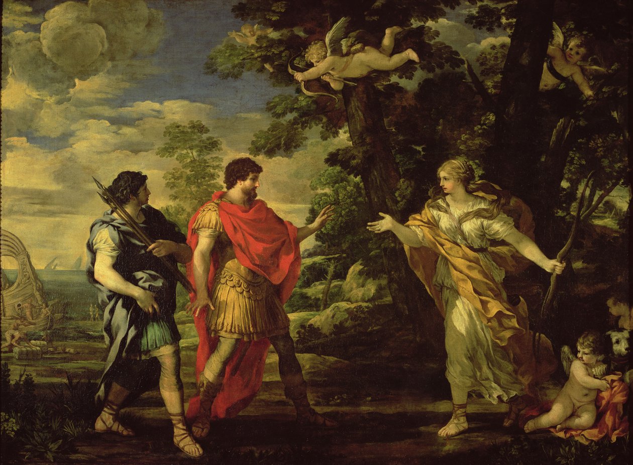 Venus ilmestyy Aeneasille metsästäjänä, n. 1635 tekijältä Pietro da Cortona