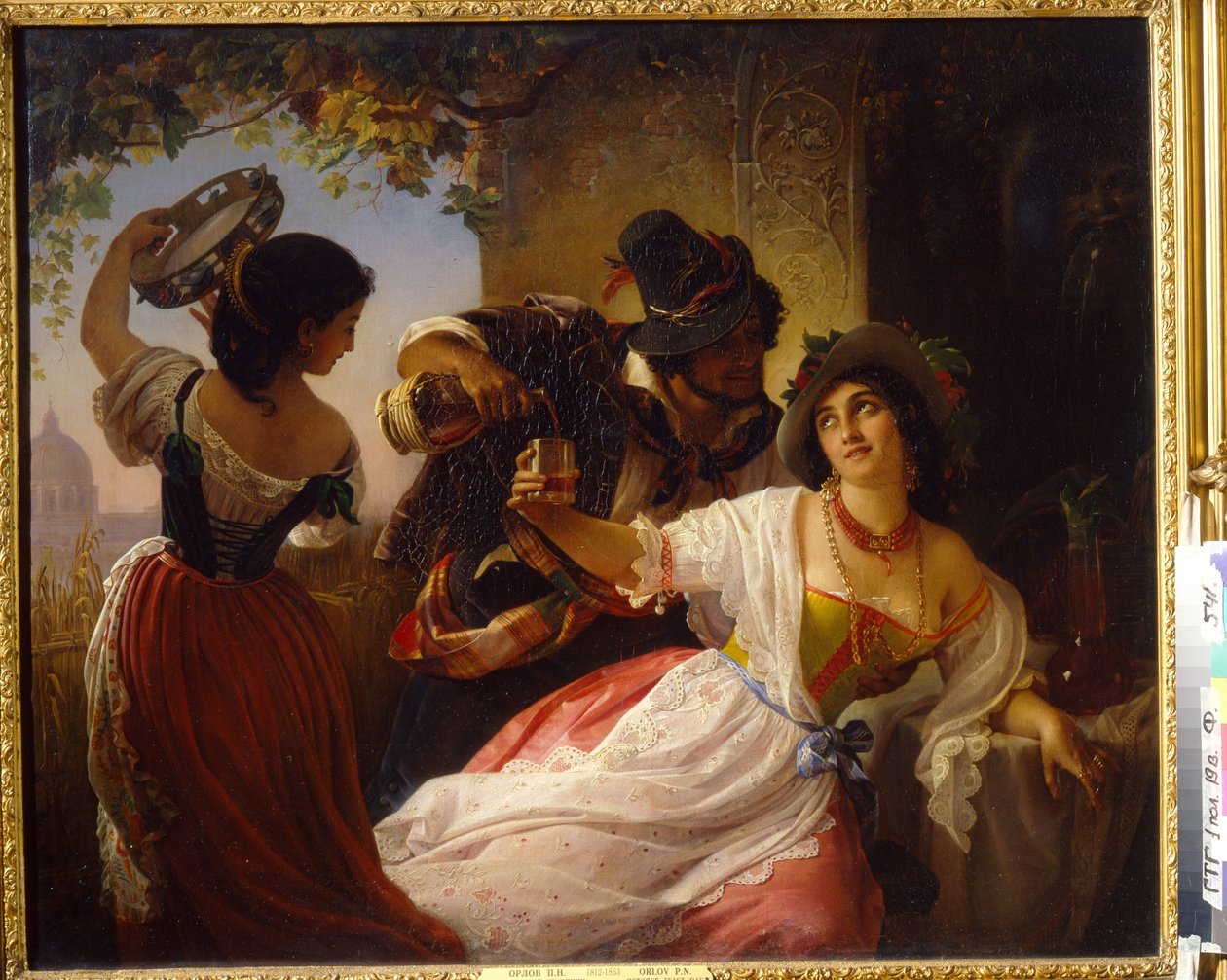 Lokakuun festivaali Roomassa (Italia) - Pimen Nikitich Orlovin (1812-1863) maalaus, öljy kankaalle tekijältä Pimen Nikitich Orlov