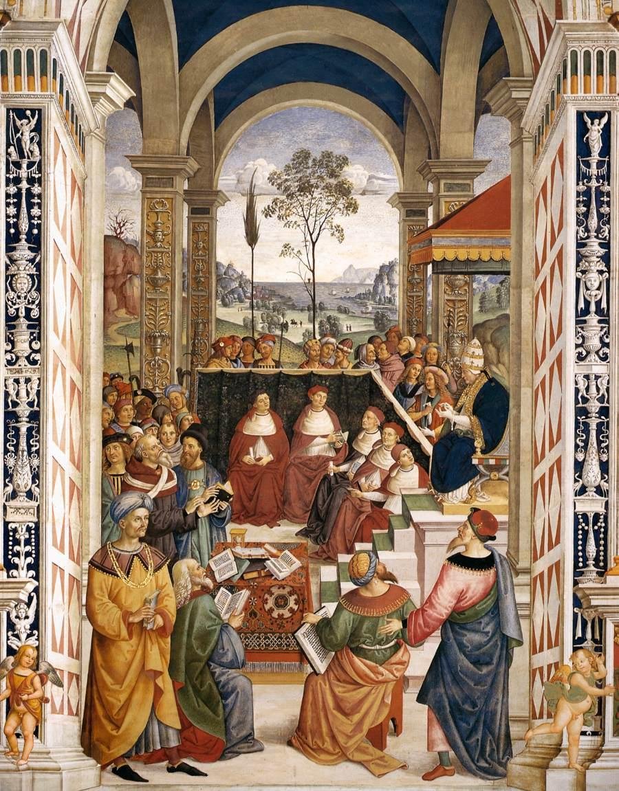 Nro 8: Paavi Pius II Mantovan kongressissa tekijältä Bernardino di Betto Pinturicchio