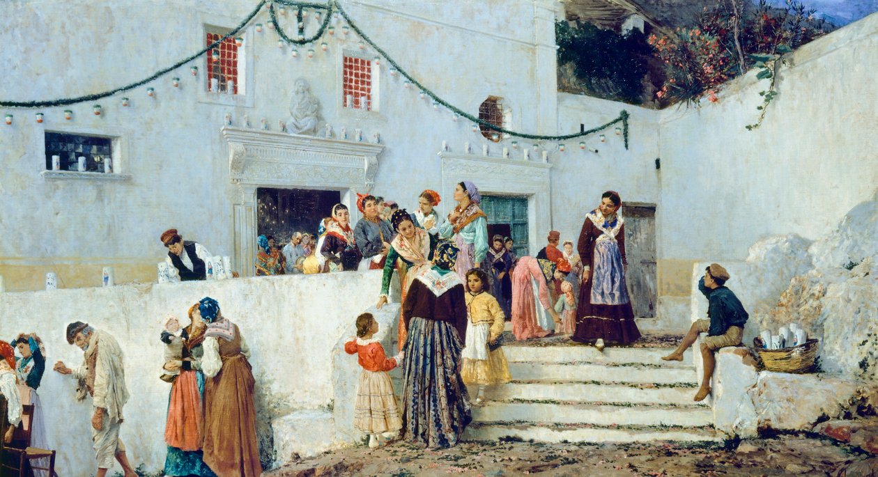 Juhlapäivä, Pio Joris (1843-1921), öljy kankaalle, 93x160 cm tekijältä Pio Joris