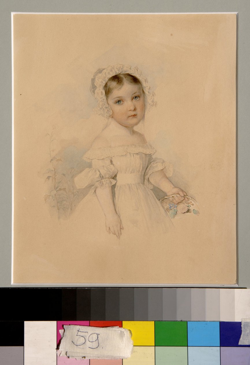 Muotokuva kreivitär Alexandra Golitsynasta (1823-1910) - Piotr (Pierre) Sokolovin (1791-1848) teos, akvarelli paperille (20,3x16,7 cm) tekijältä Piotr Sokolov