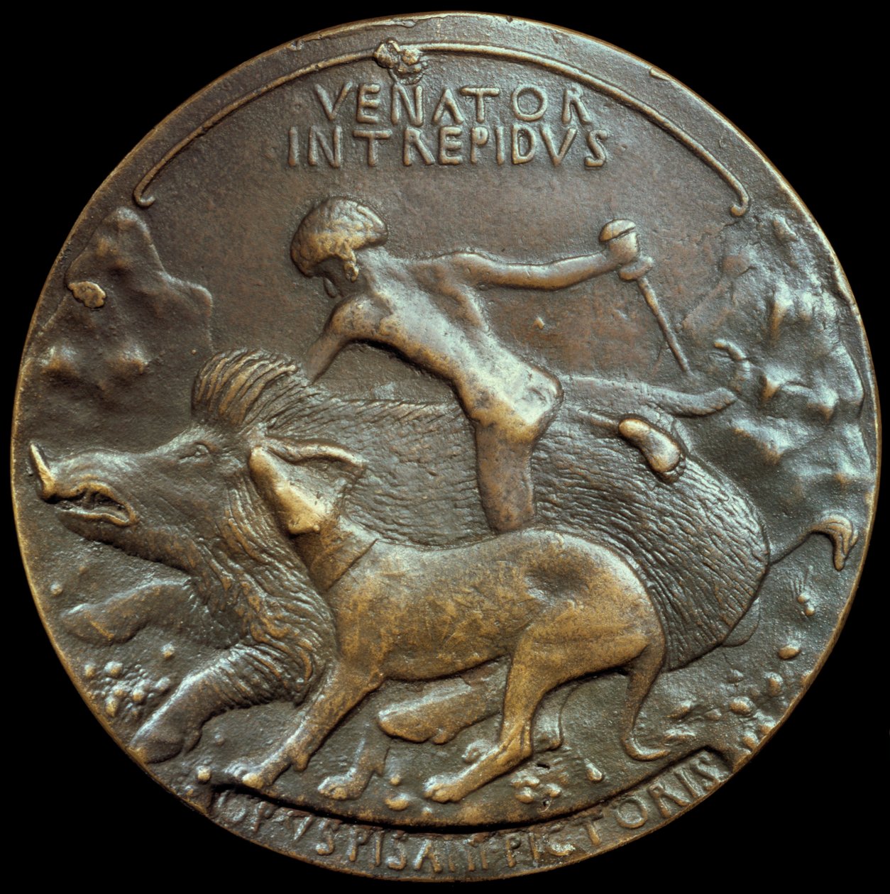 Napolin ja Sisilian kuninkaan Alfonso V Aragonin medaljonki, 1400-luku tekijältä Antonio Pisanello
