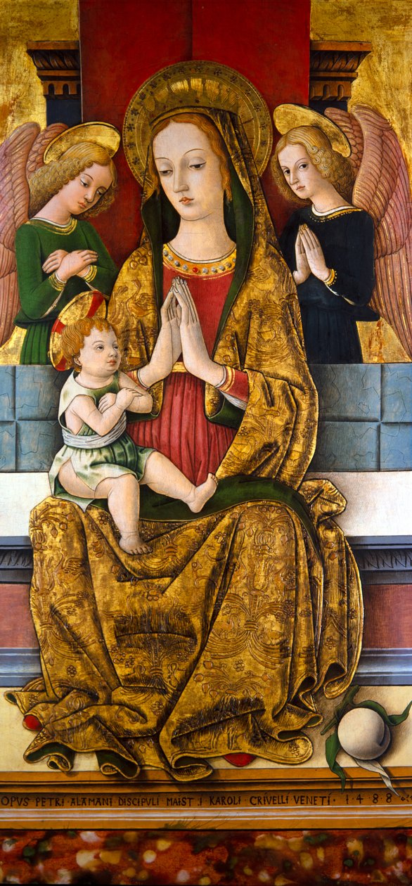Madonna ja lapsi kruunattuna, n.1488 (paneelilla). tekijältä Piètro Alamanno