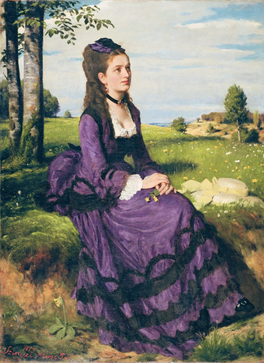 Nainen violetissa, 1874 tekijältä Pál Szinyei Merse