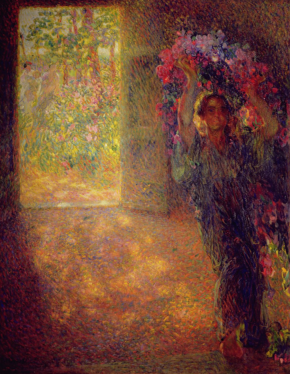 The Blossoming House, n. 1910 (öljy kankaalle) tekijältä Plinio Nomellini