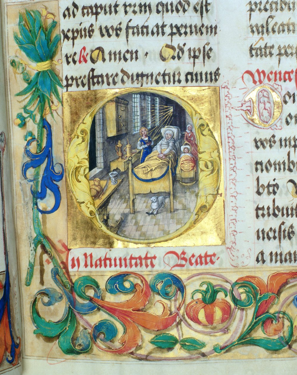 Neitsyt Marian syntymä piispa Erasmus Ciolekin paavilta, n. 1510 (tempera ja kulta pergamentilla) tekijältä Polish School