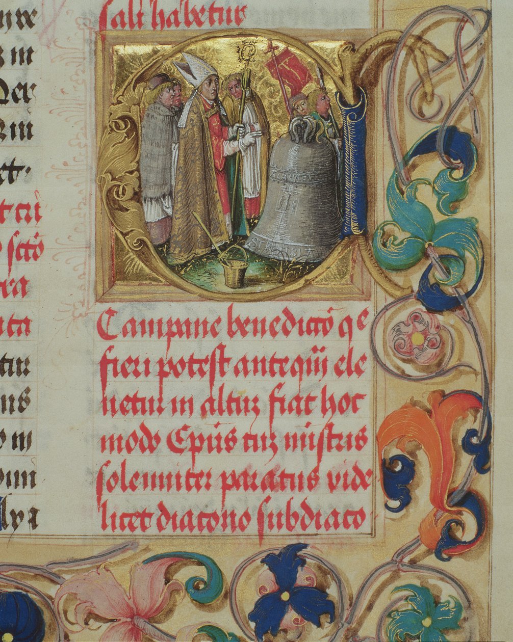 Piispa Erasmus Ciolekin paavin piispan siunaus kellolle, n. 1510 (tempera ja kulta pergamentilla) tekijältä Polish School