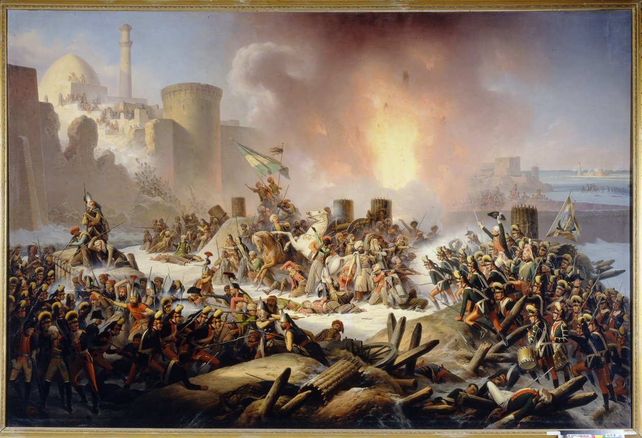 Ochakovin linnoituksen (tai Otšakovin, Ukrainassa) toinen piiritys joulukuussa 1788. (Otšakovin linnoituksen piiritys joulukuussa 1788). Episodi Venäjän-Turkin (Venäjä-Turkki) sodasta 1787-1792, Venäjän joukot, komentajana prinssi Grigori Po tekijältä Polish School