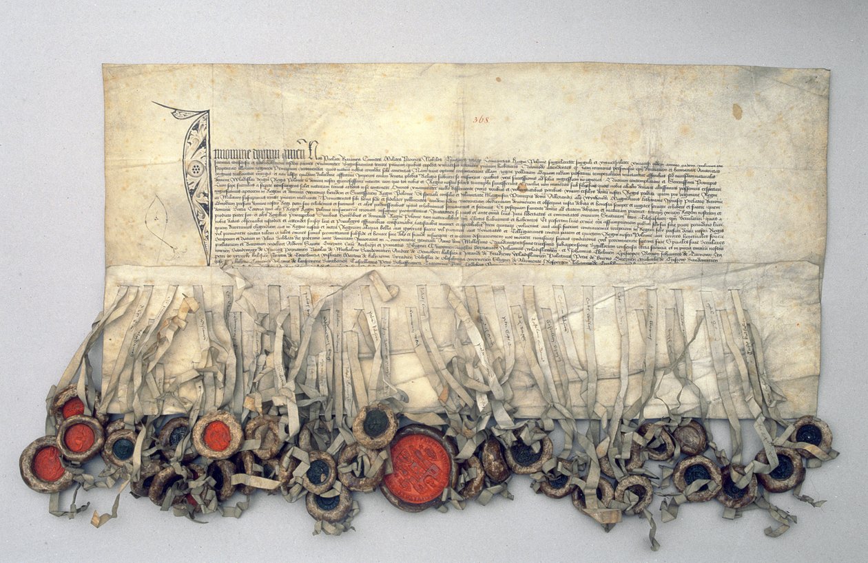 Puolan kuninkaan Wladislaw Jagiellon (n. 1351-1434) kuninkaallisen neuvoston myöntämä etuoikeus (pergamentti) tekijältä Polish School