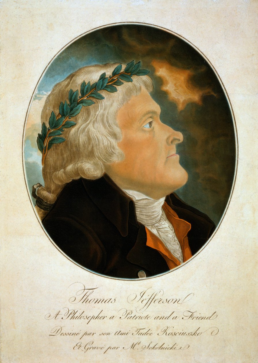 Thomas Jeffersonin profiilimuotokuva, n. 1799 (akvatinta) tekijältä Polish School