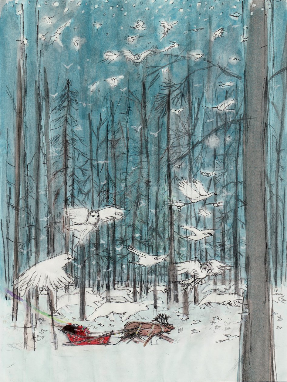 Taikametsä, 2010 (akvarelli ja guassi paperille) tekijältä Polly Horner