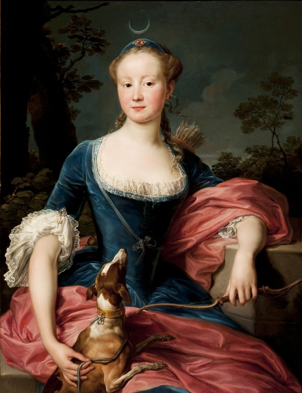 Naisen muotokuva Diana the Huntress tekijältä Pompeo Batoni
