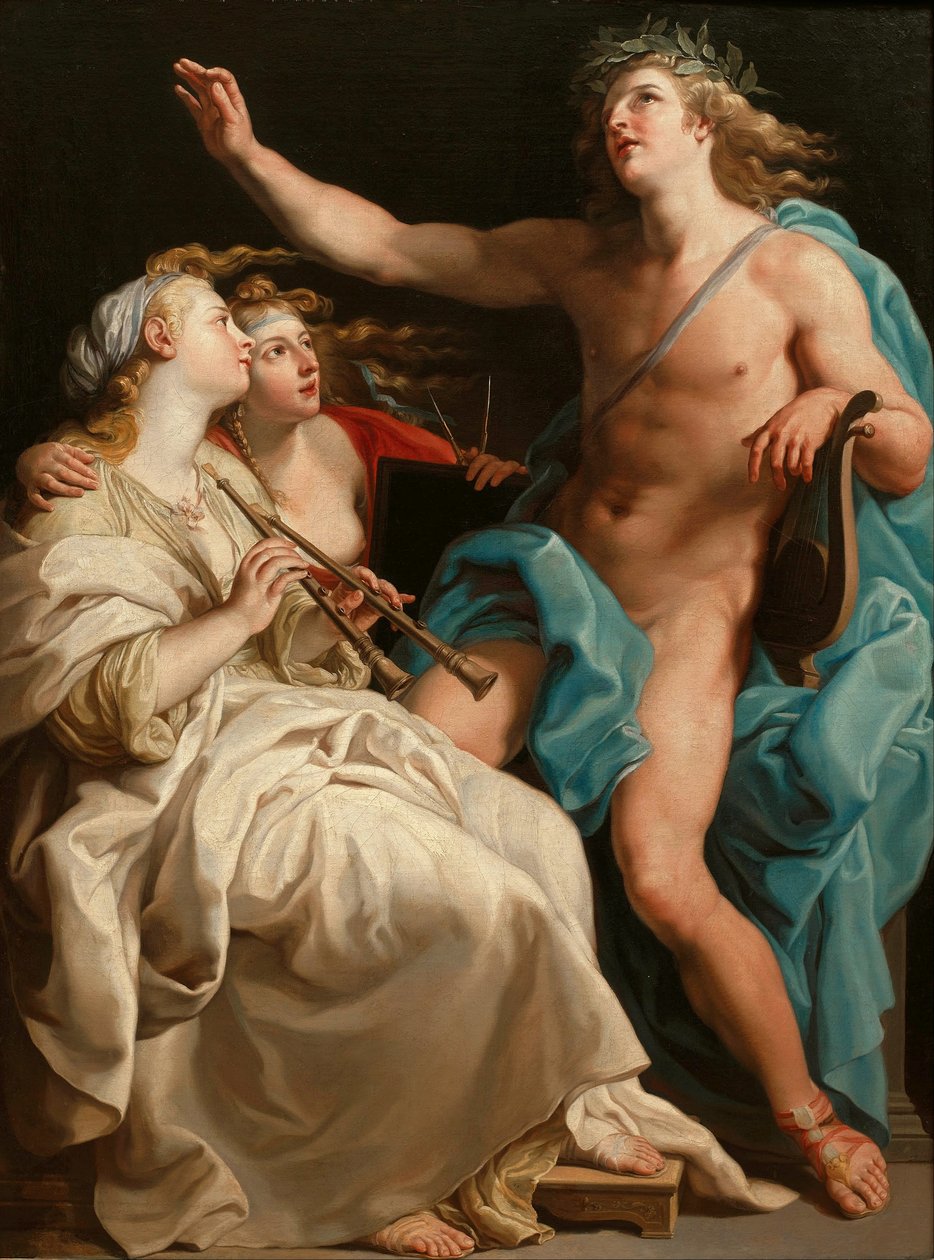 Apollo ja kaksi musaa tekijältä Pompeo Girolamo Batoni