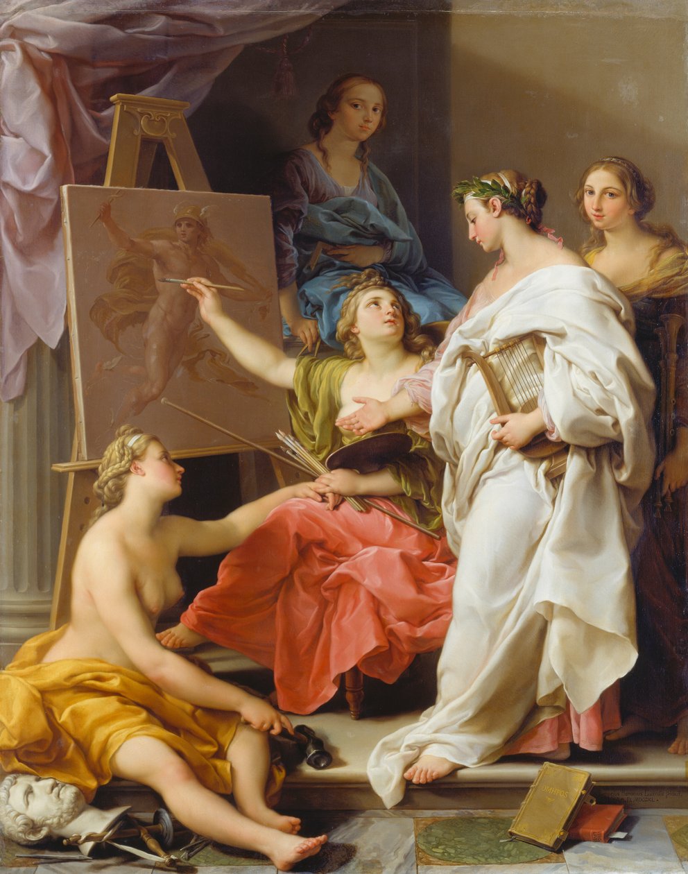 Taiteiden allegoria tekijältä Pompeo Girolamo Batoni
