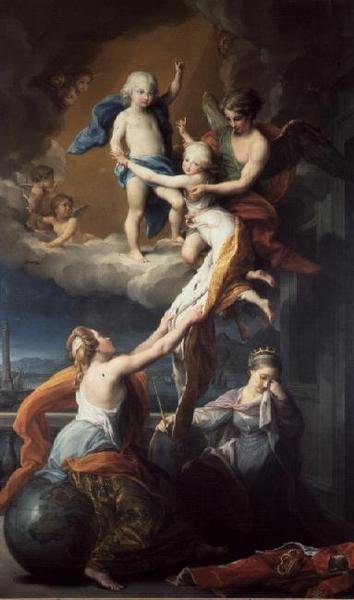 Allegoria Ferdinand IV:n (1751-1825) lasten kuolemasta (öljy kankaalle) tekijältä Pompeo Girolamo Batoni