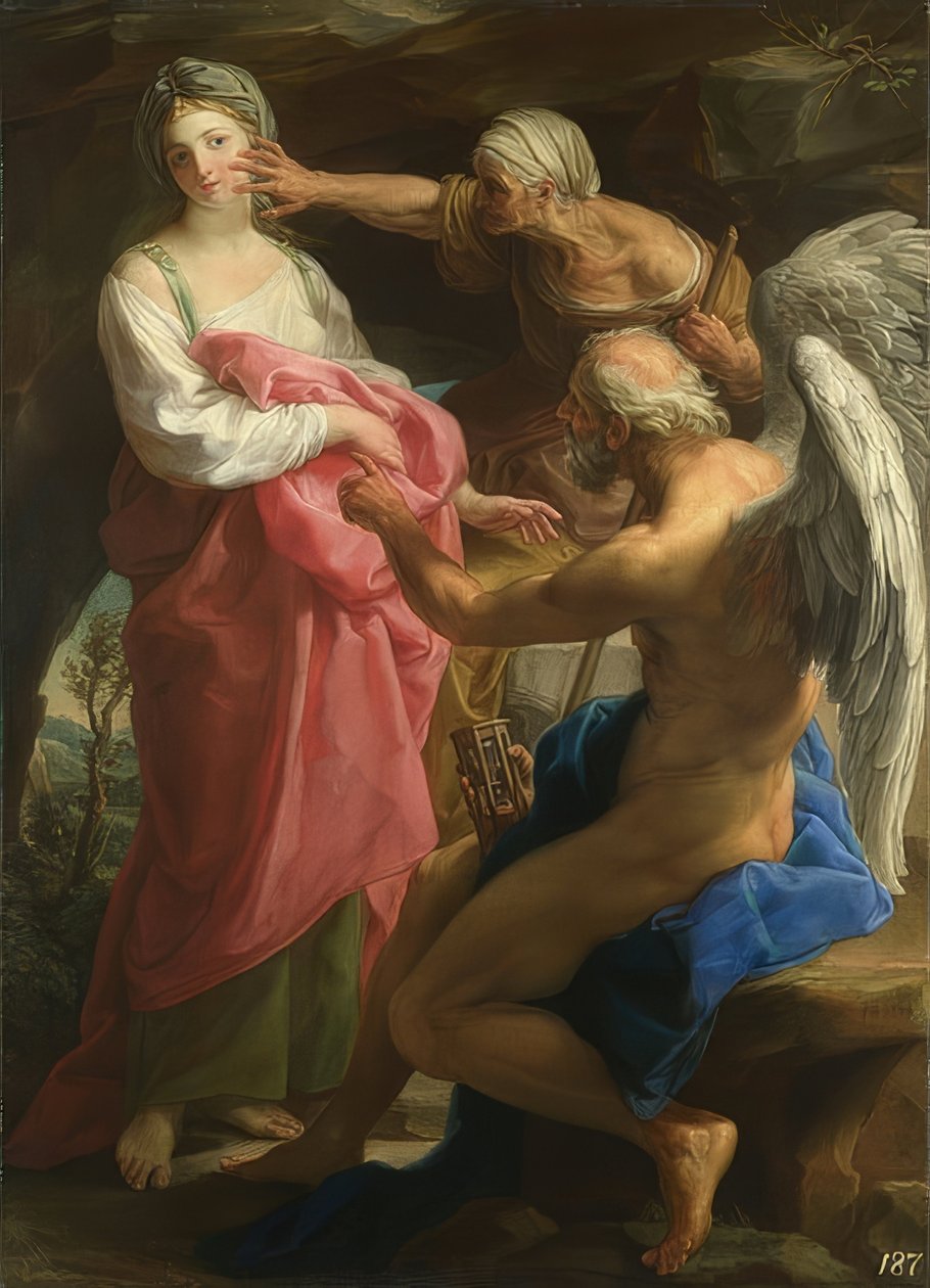 Aika käskee ikää tuhoamaan kauneuden. 1746 tekijältä Pompeo Girolamo Batoni